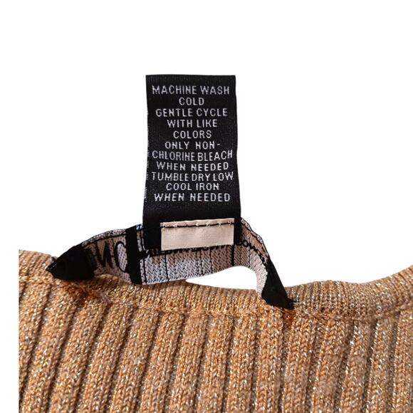 INC Knit Pullover Top Sweater XL Gold Metallic VNeck Event Career Office Holiday - Picture 6 of 8